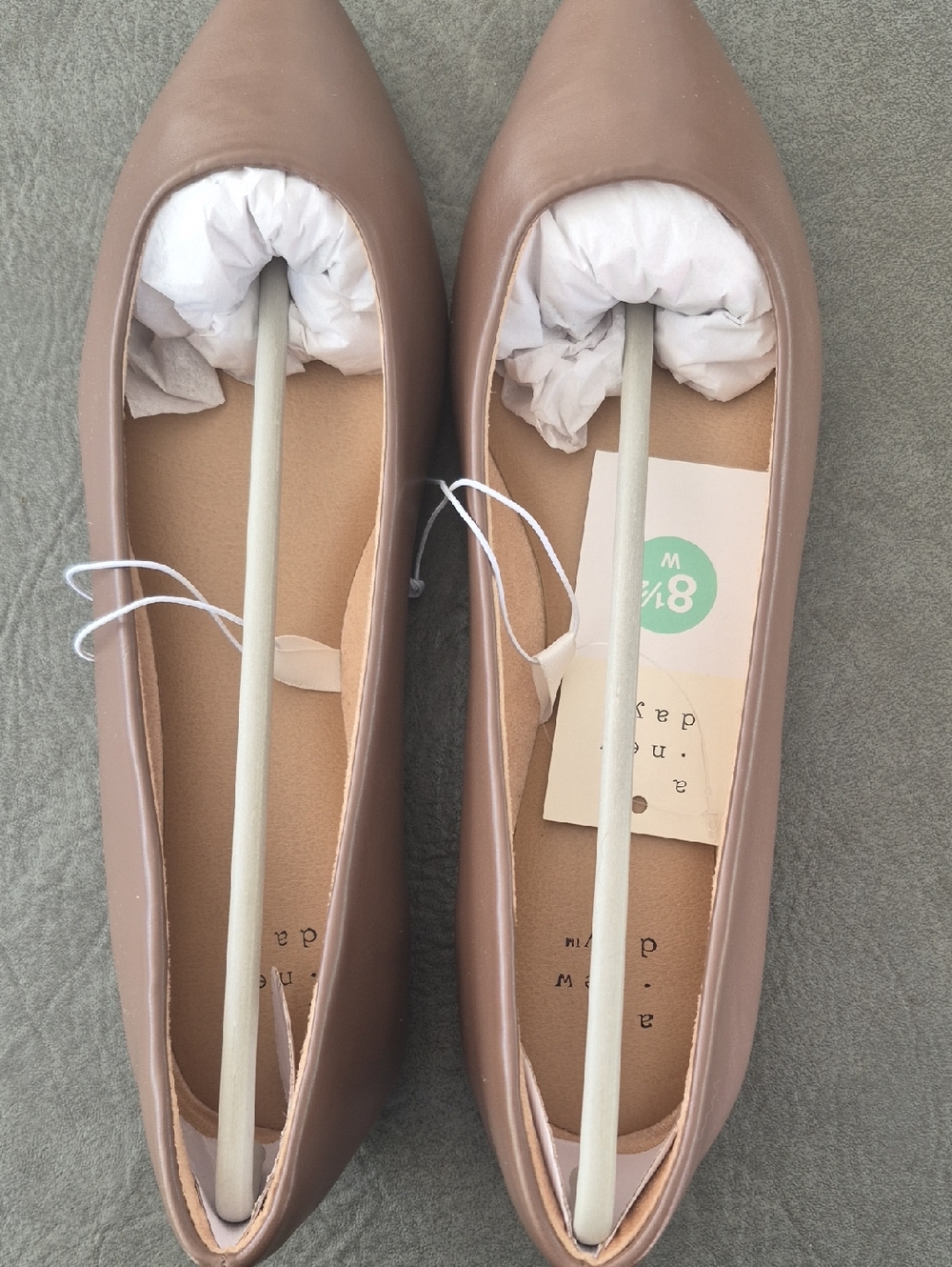 a new day Pointed Toe Ballet Flats in Taupe